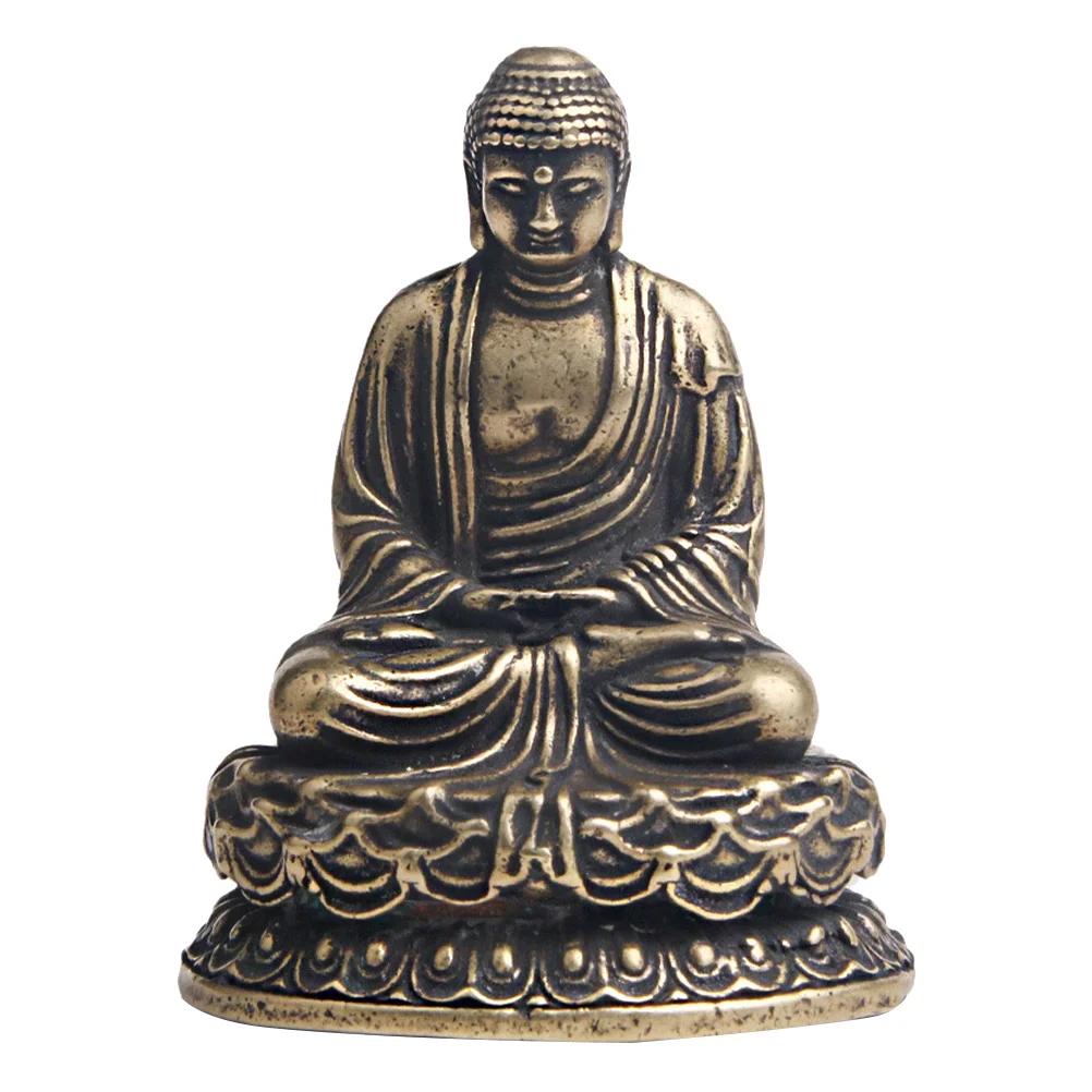 

Brass Buddha nament Zen Decoration Sculpture Mini Desktop Craft Home Office Living Temple nament Room Gift Figure
