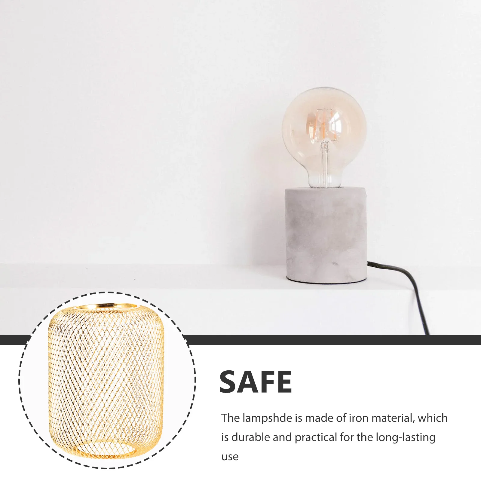

Metal Lampshade Chandelier Shell Mesh Bulb Cage Hollow Ceiling Light Cover Durable Decorative Replacement Farmhouse for Home