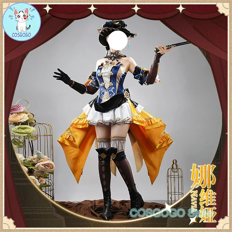 COSGOGO [Customized] Genshin Impact Navia Cosplay Costume Game Suit Lovely Uniform Anime Halloween Party Outfit Women New