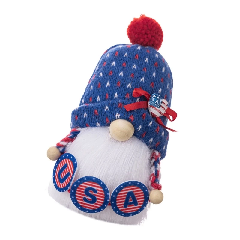 Gnomo del Día Independencia Americana con corazón enanos patrióticos decoraciones gnomos escandinavos Tomtes muñeca