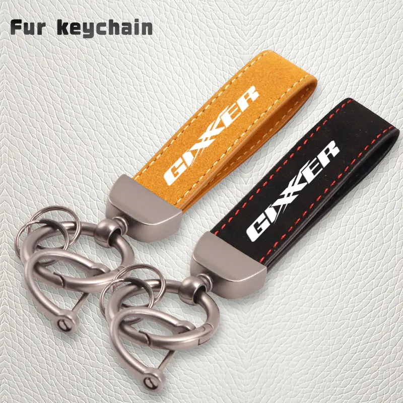 Suitable for Suzuki GIXXER 150 250 square feet GIXXER 155 GSXS motorcycle keychain leather suede keychain horseshoe buckle