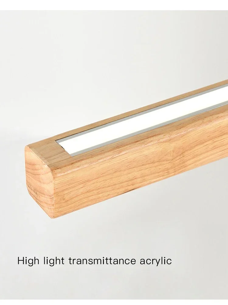 

Обеденная минималистичная подвесная лампа для комнаты, бесшумная ветровая деревянная люстра с длинной полосой для кухонного стола, бара, орехового цвета, современные светодиодные фонари