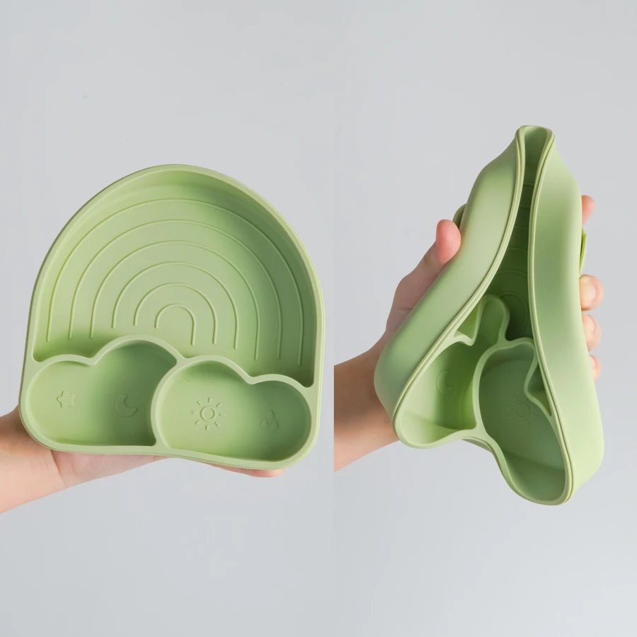 Plato de comedor de silicona seguro para bebé, platos de succión, plato de entrenamiento para niños, ventosa de alimentación, cuencos Kawaii