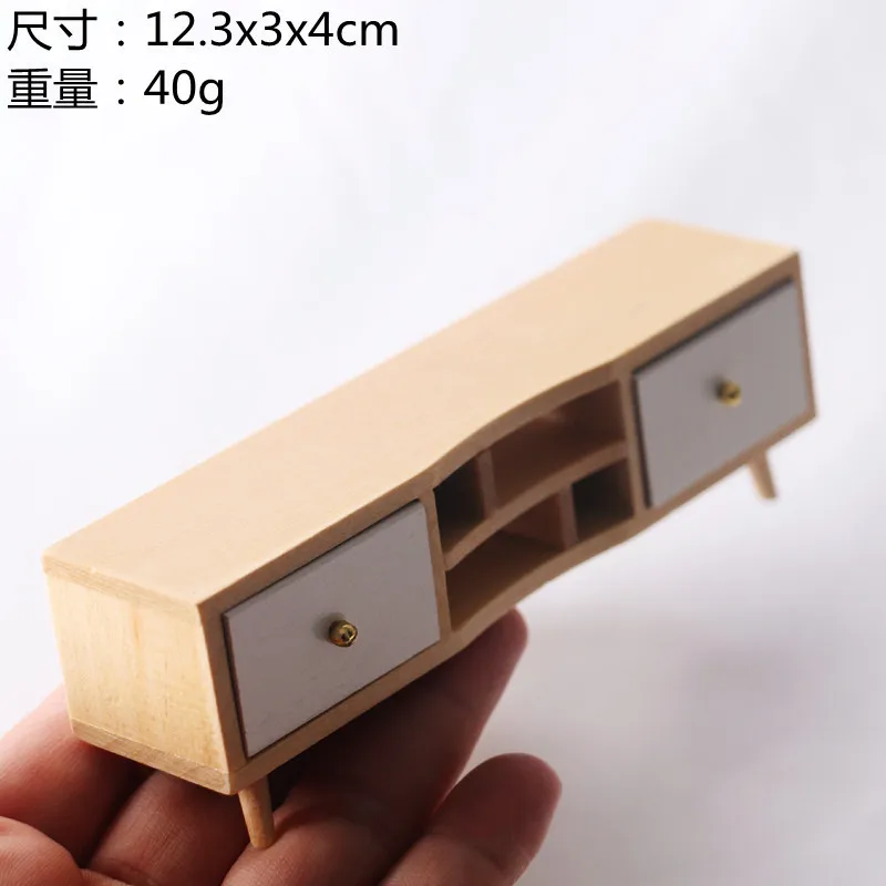 USER-X 1:12 Doll House Mini Living Room Double Drawers Display Sidewood Cabinet Miniature Furniture Scene Model