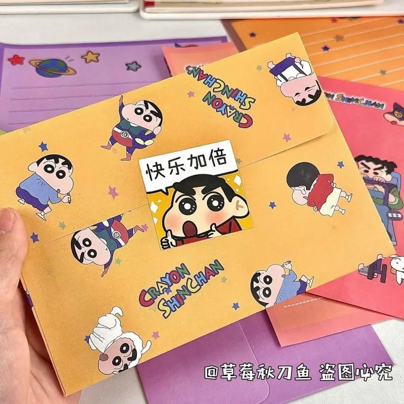 2024 Kawaii Cute Crayon Shin-Chans Envelope Stationery Message Paper Blessing Cartoon Anime Gifts For Girlfriends and Children