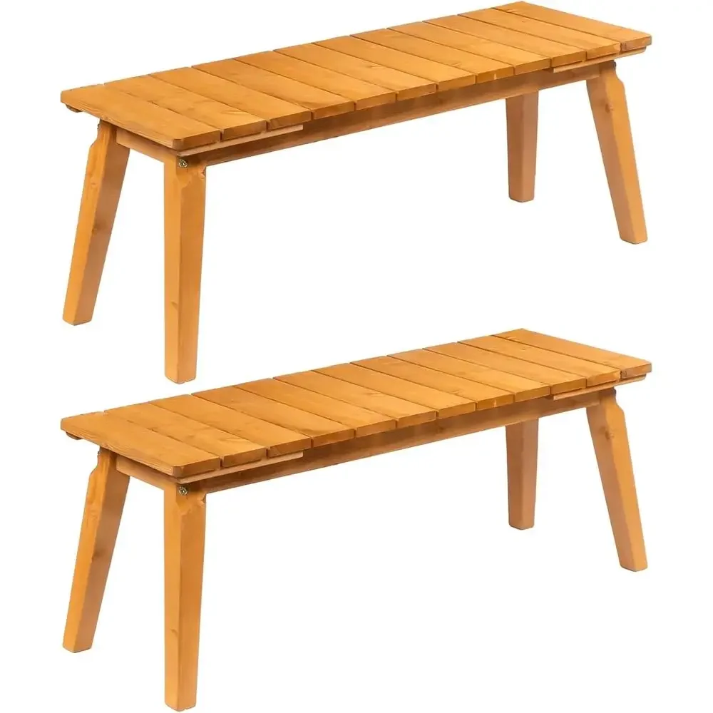 45 Teak 2-Person Outdoor Patio Bench with Back, Weatherproof for Garden or Entryway