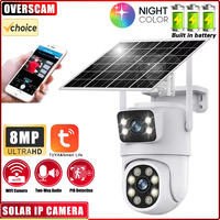 8MP Wireless Solar Camera 4K Dual lens WiFi PTZ Camera Outdoor Built-in Battery Video Surveillance Camera Long Time Standby Tuya