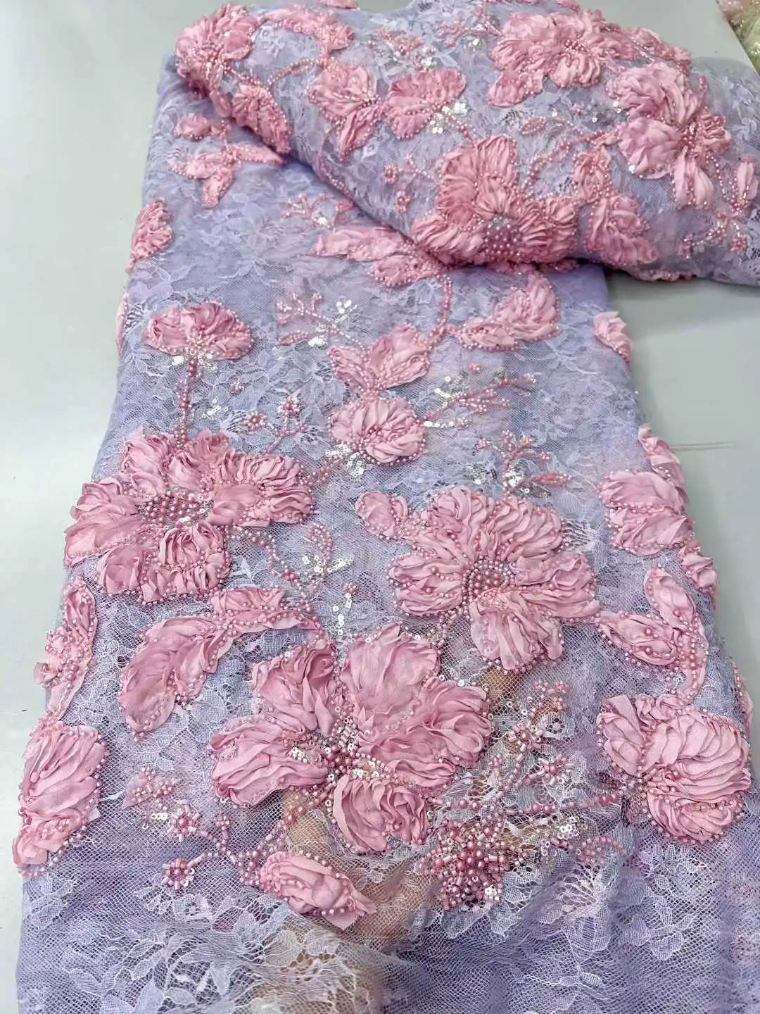 

3D Африканское кружево с пайетками для жениха, высококачественная французская тюлевая ткань с бисером, вышивка 2026, нигерийские кружевные ткани для платьев