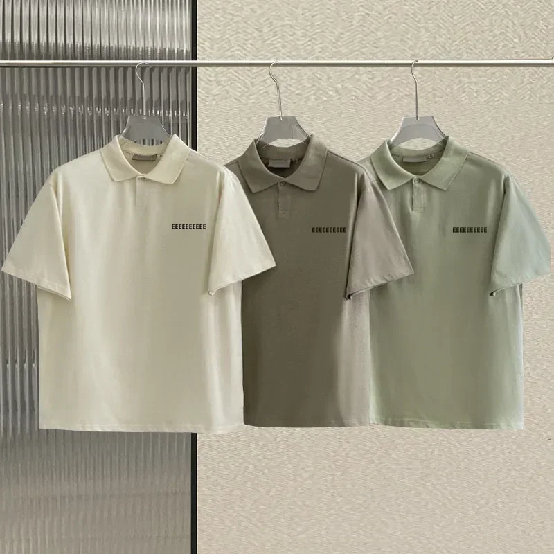 

2025 Luxury Design Men's Polo Shirts Chest Two Rows Reflective Letters Logo T-shirt Designer Brand Couple High Street Cotton Top