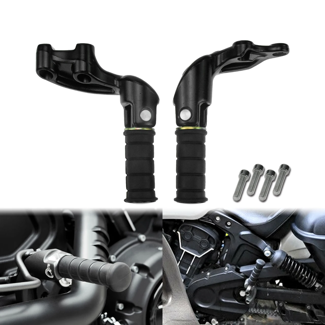 Motorcycle Rear Passenger Foot Pegs Footrest Mount Bracket Footpegs Pedal Black For Indian Scout Bobber 2018-2020 Bobber Twenty