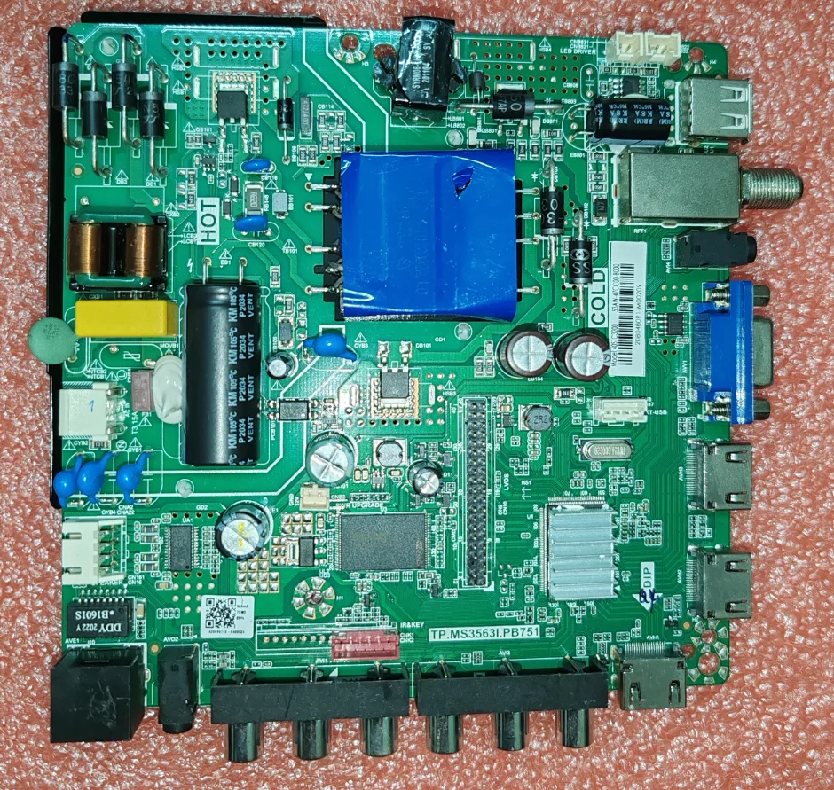 TP.MS3563I.PB751  Three in one TV motherboard, physical photo, tested well for  75W 590ma  40STC3200
