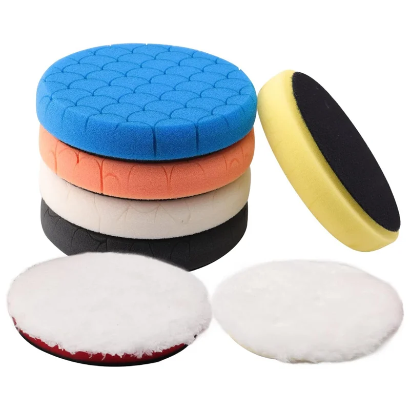 

Buffing Polishing Pads, 7Pc 6.5 Inch Face for 6Inch 150mm Backing Plate Buffing Sponge Pads Cutting Polishing Pad Kit