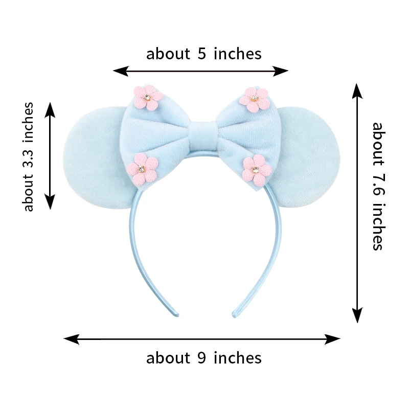 Chic Boutique Flower 3.3 "Mouse Ears Headband 5" Velvet Bow Hairband For Girls Festival Party Cosplay DIY Women Hair Accessories
