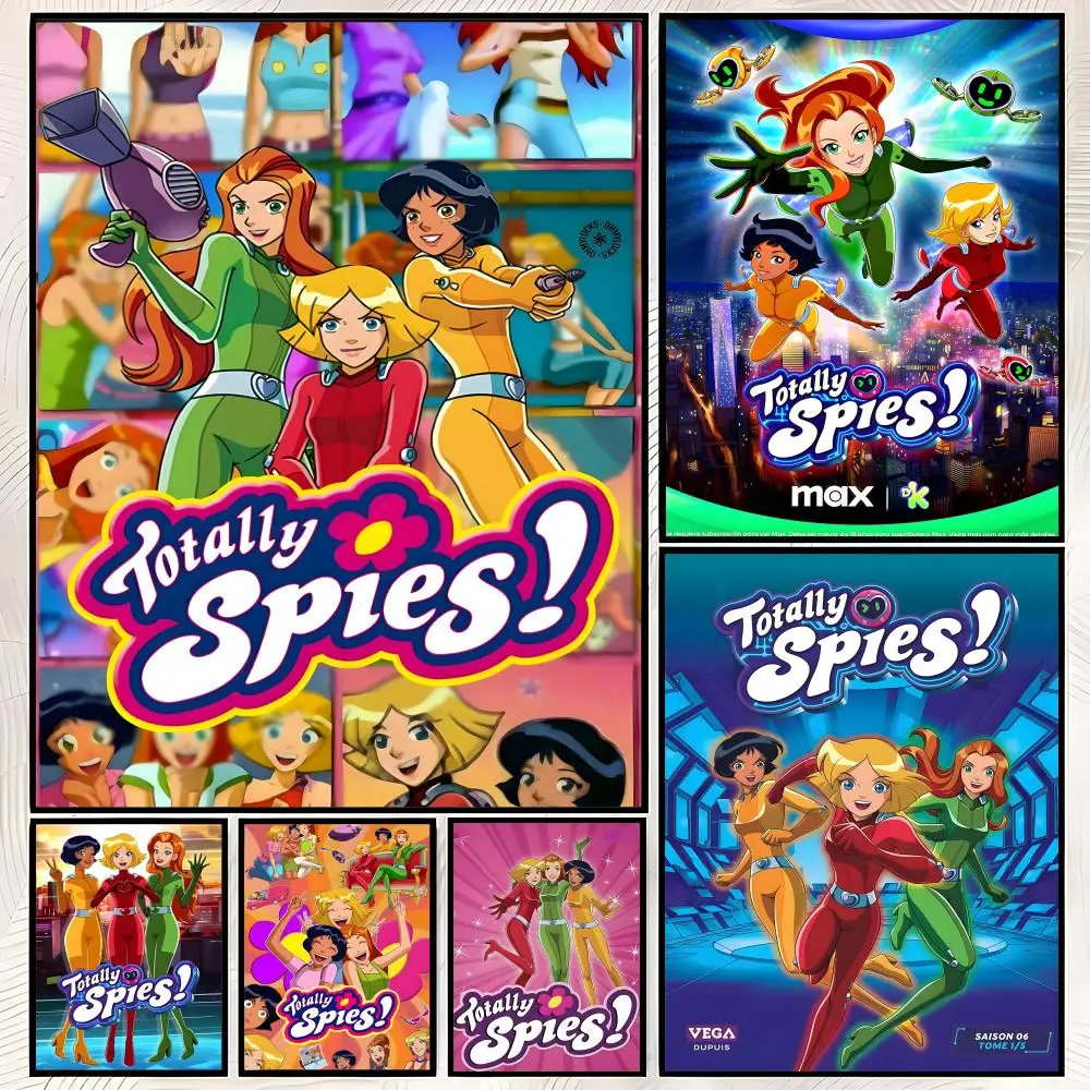 Animation T-Totally Spies Poster Self-Stick HD PVC Wall Art Poster, Waterproof Decor for Bedroom, Living Room and Home