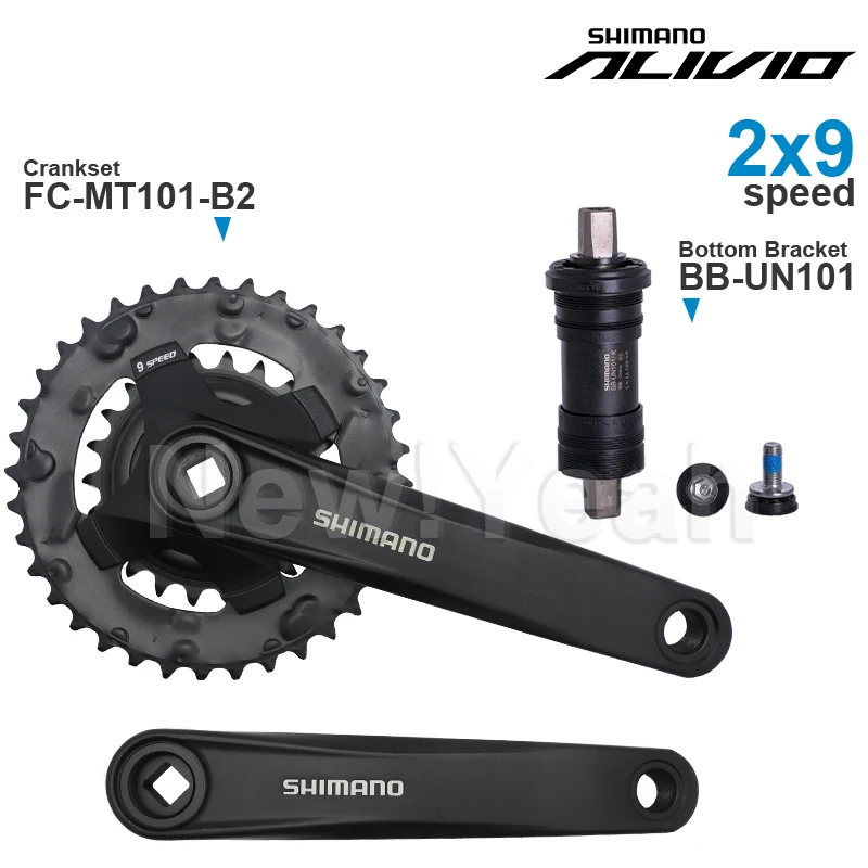 SHIMANO ALIVIO M3100 2x9 Speed Groupset include FC-MT101 Crankset and BB-UN100 BB-UN101 Bottom Bracket Original MTB Parts