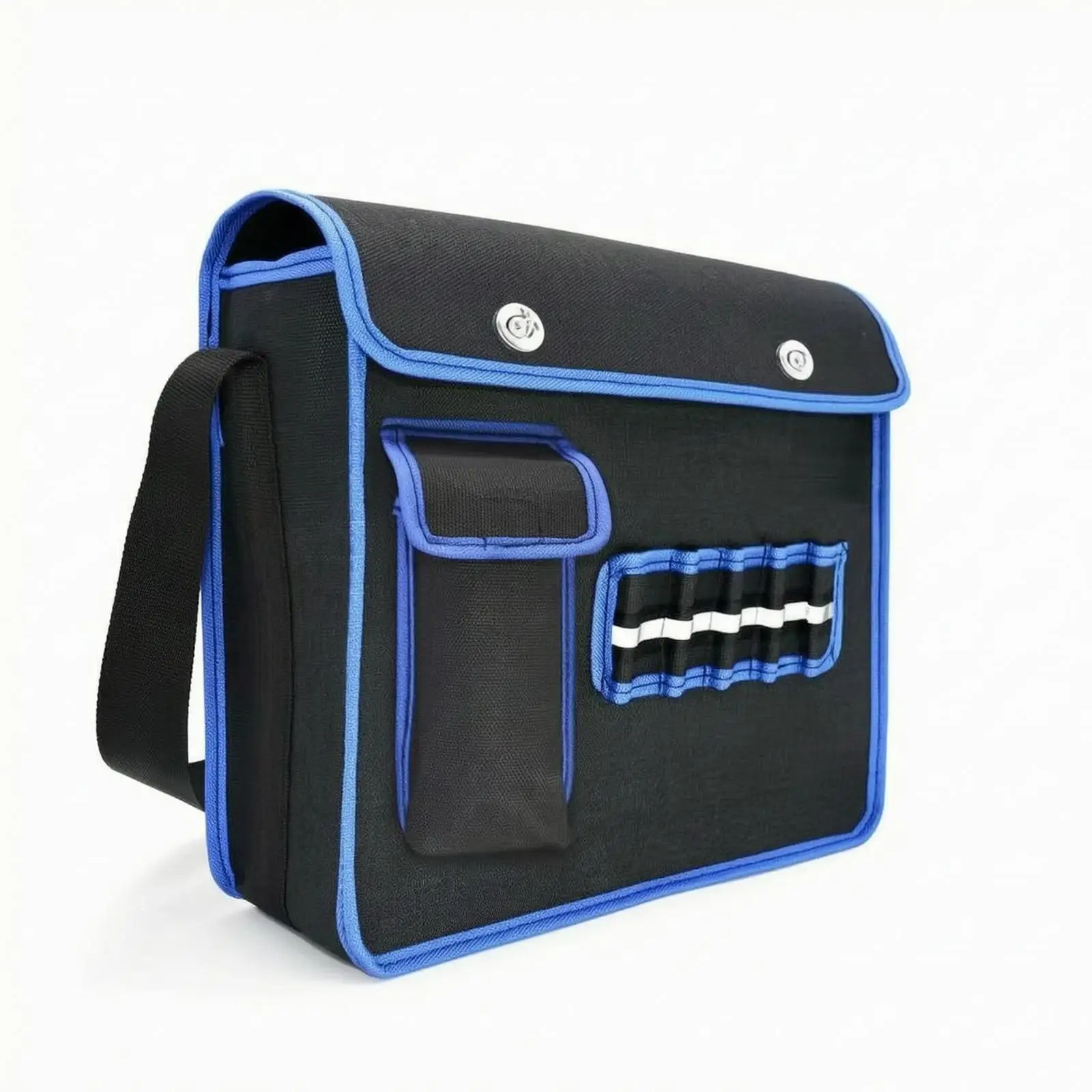 Versatile Canvas Tool Apron with White Reflective Stripe and Top Flap for Organized Hand Tools Storage Work
