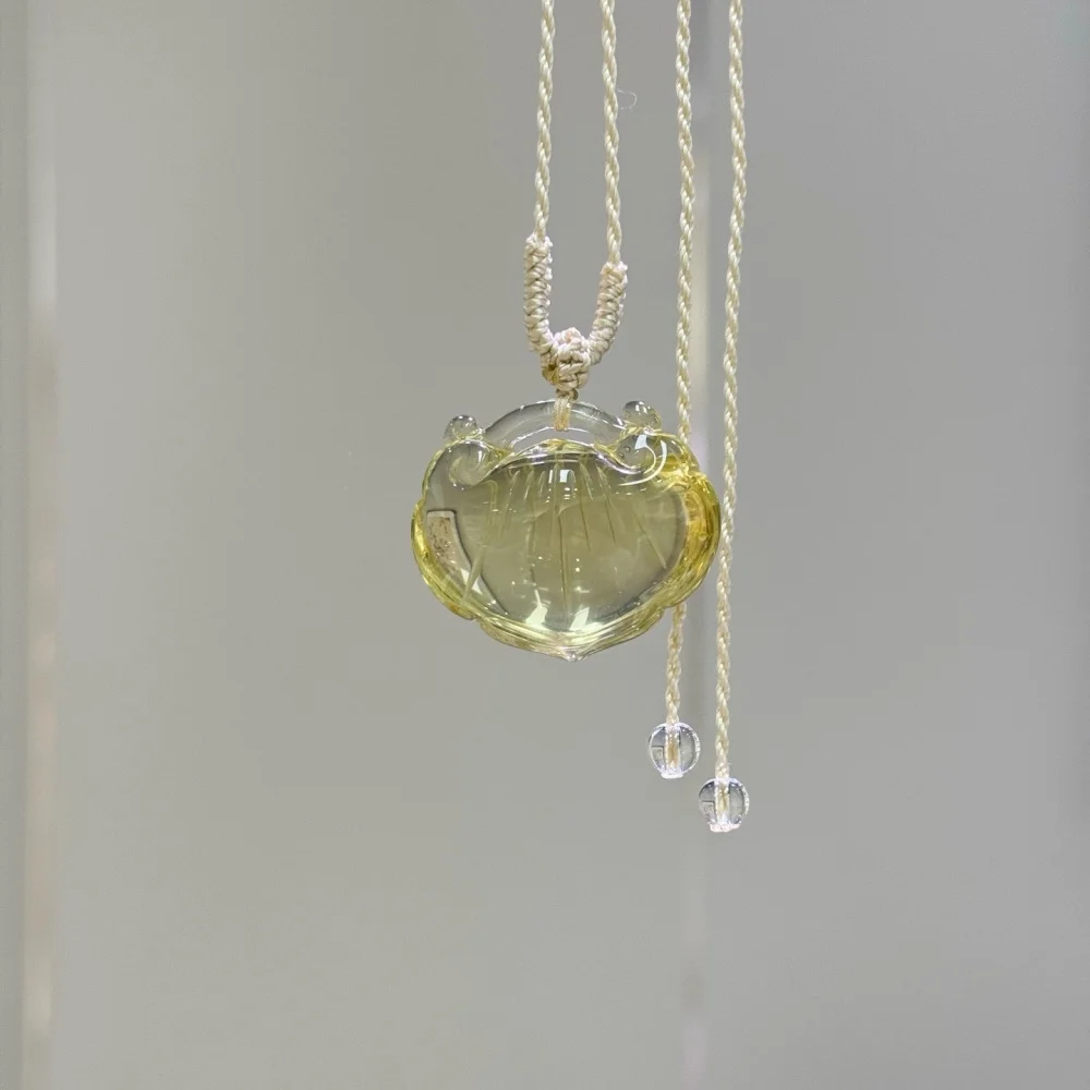 Natural Yellow Citrine Jade Donut Necklace String Charms Handmade Fortune Energy Mineral Woman Amulet Jewelry Gift 1PCS