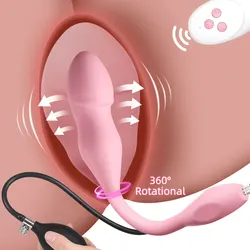 Remote Control 10-frequency Vibration Inflatable Dildo Butt Plug Vaginal Stimulation Anal Plug Anal Dilator Sex Toy for Couples