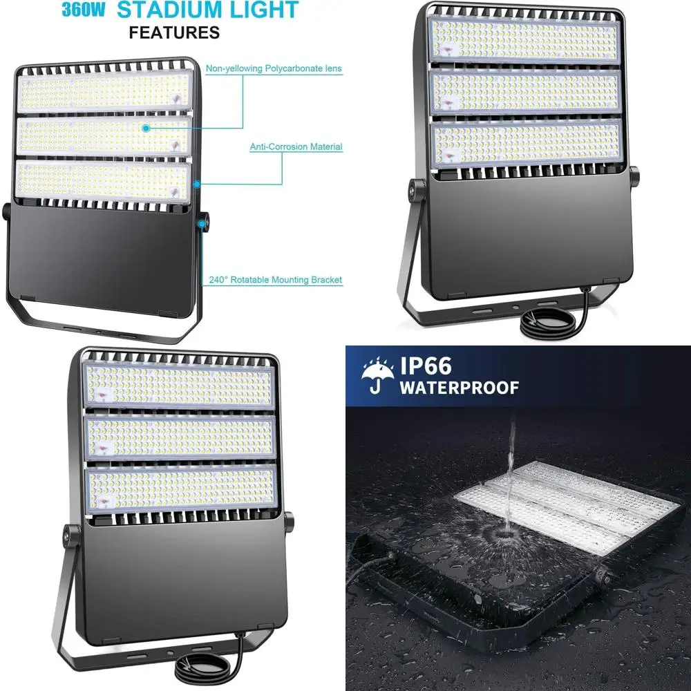 

Высокомощные светодиодные стадионные прожекторы 50400 люмен, уличные прожекторы 360 Вт, регулируемый кронштейн, водонепроницаемые, 5000K, для коммерческого и спортивного применения