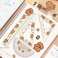 4pcs/set Creative Acrylic Capybara Set of Rulers Drawing Tools Cute Cartoon Soft Ruler Set Office Supplies Set Square 2