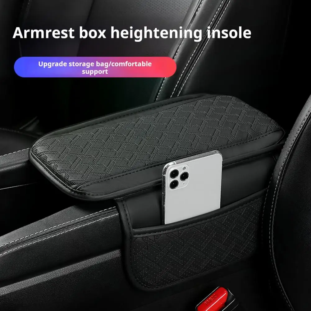 Car Center Console Cover with Storage Bag Wear Resistant Fine Stitching Easy to Install Universal Car Armrest Cover Cushion