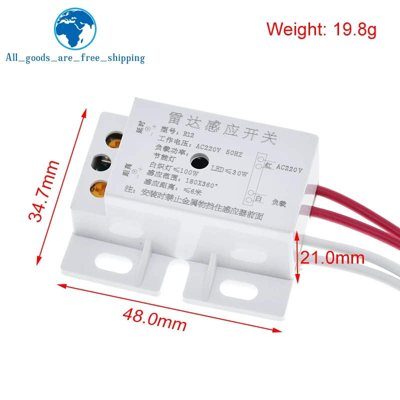 Imagem -06 - Tzt-ac 220v ac 50hz Auto Interruptor Sensor Infravermelho Radar de Microondas Pir Módulo Sensor de Movimento Corporal Ajustável para Tempo Distância