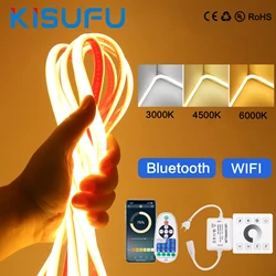 Dimmable COB LED Strip Light 220V Wall Touch Wifi Bluetooth With 23key Remote 240LEDs/M Flexible Adhesive Linear Lighting 1-35M