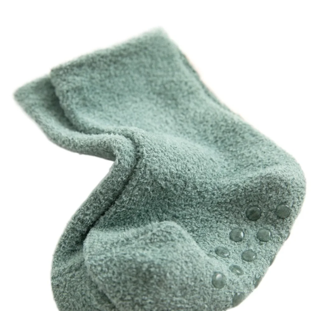 Cute Cartoon Dinosaur Newborn Socks Coral Fleece Polyester Fabric Foot Socks Fluffy Soft Cotton Warm Leg Stockings Winter