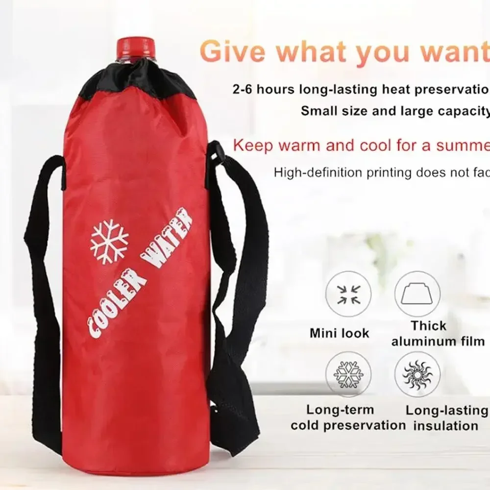 1 x Wasserflaschentasche mit großem Fassungsvermögen und Kordelzug (ohne Wasserbecher), geeignet für Outdoor-Wanderungen, Camping-Wasserflaschentasche