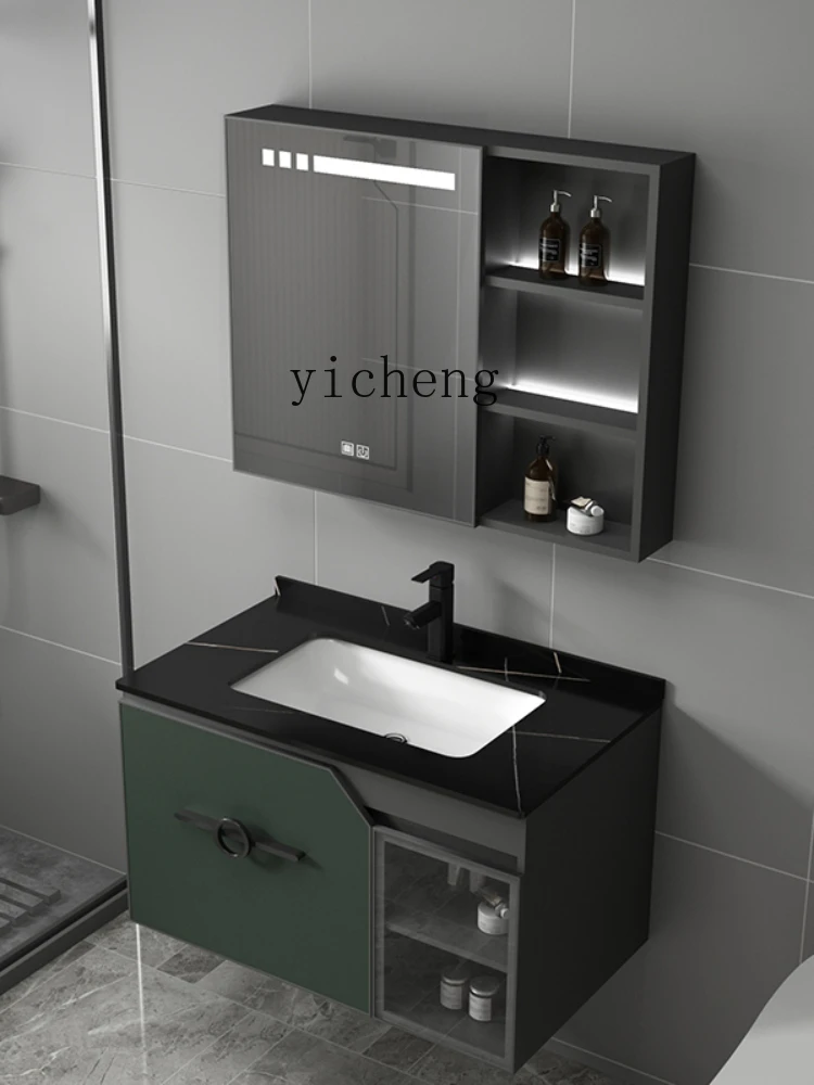 YY Alumimum Bathroom Cabinet Combination Bathroom Stone Plate Washbasin Integrated Ceramic Basin