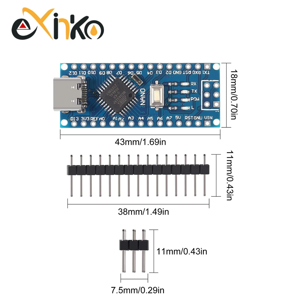 1-10PCS Type-C / Mini USB Nano 3.0 With the bootloader compatible Nano controller for arduino CH340 USB driver 16Mhz ATMEGA328P