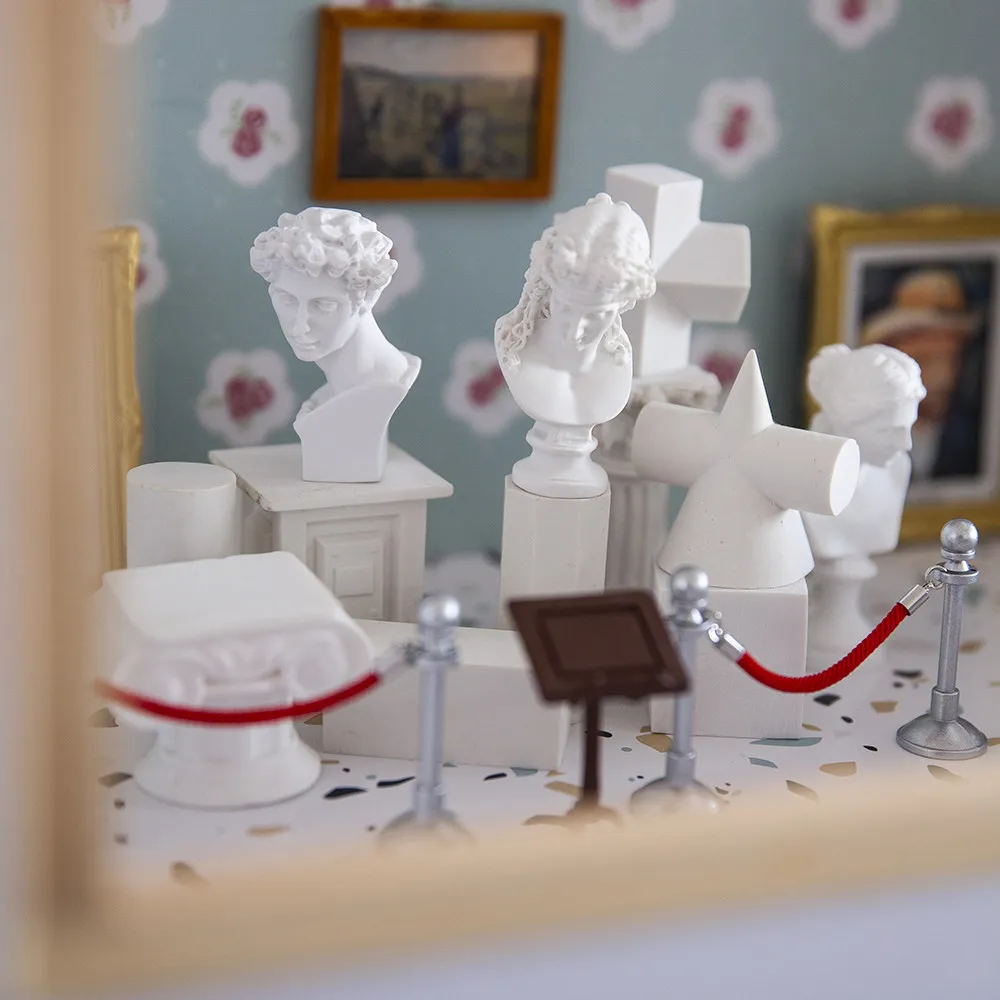 

1:12 Scale Vintage BJD Dollhouse Miniature Plaster Sculpture Set, Art Gallery Style Diorama Scene Decor Accessories Gift