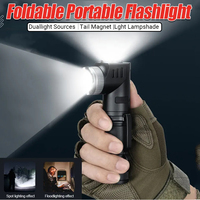 Powerful LED Flashlight 90° Rotatable USB RechargeableTorch with Pen Clip EDC Waterproof Work Light Emergency Camping Lantern