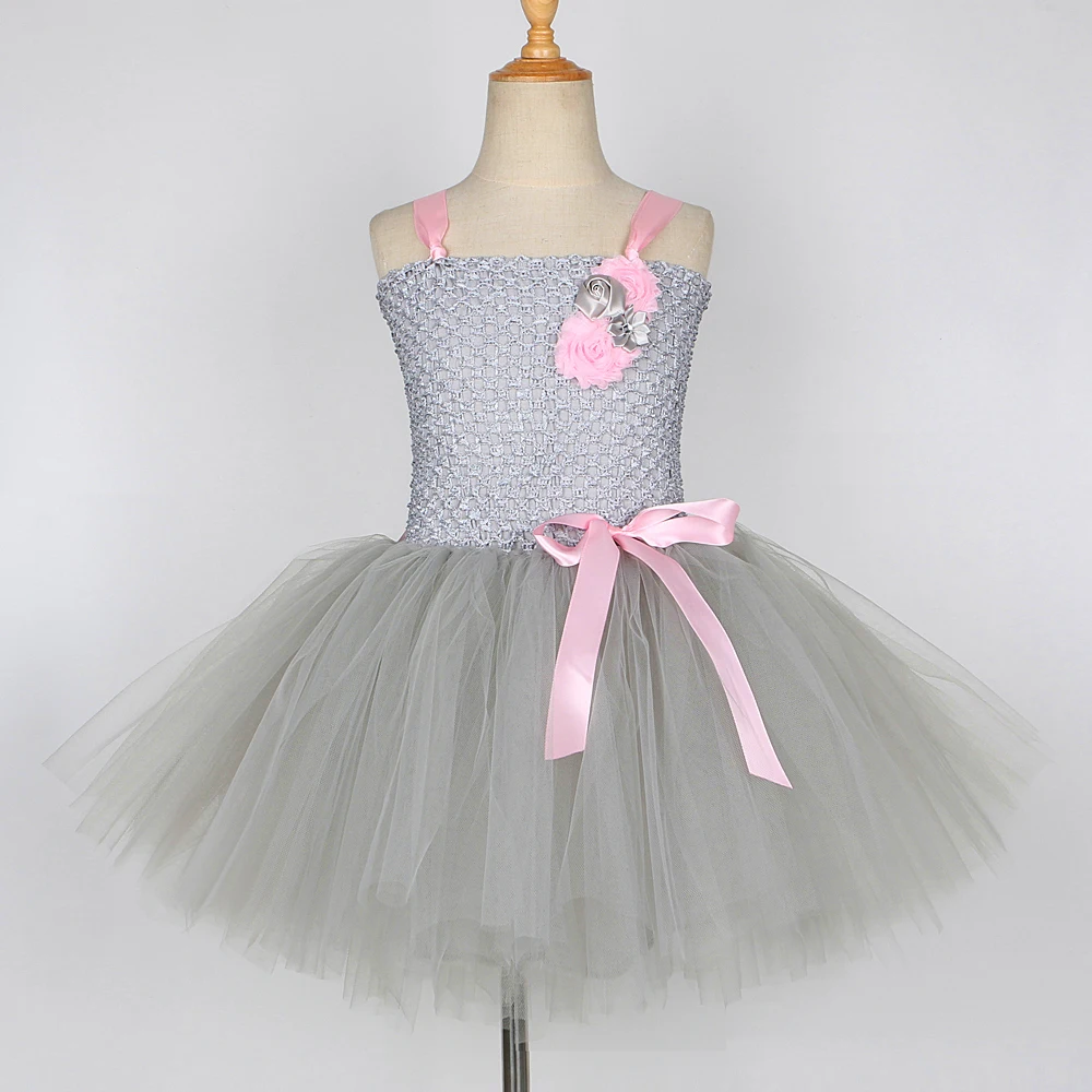 Mouse Tutu Dress Baby Girls Gray for Kids Toddler Birthday Halloween Costumes Girl Animals Cosplay Outfits Children Clothes Set