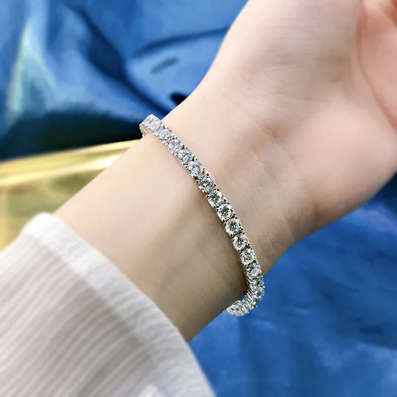 Pulsera de tenis de plata pura de 17,5-18CM, joyería de 2-4mm, 5A, CZ, regalo eterno para esposa, impresionante joyería 925 Real