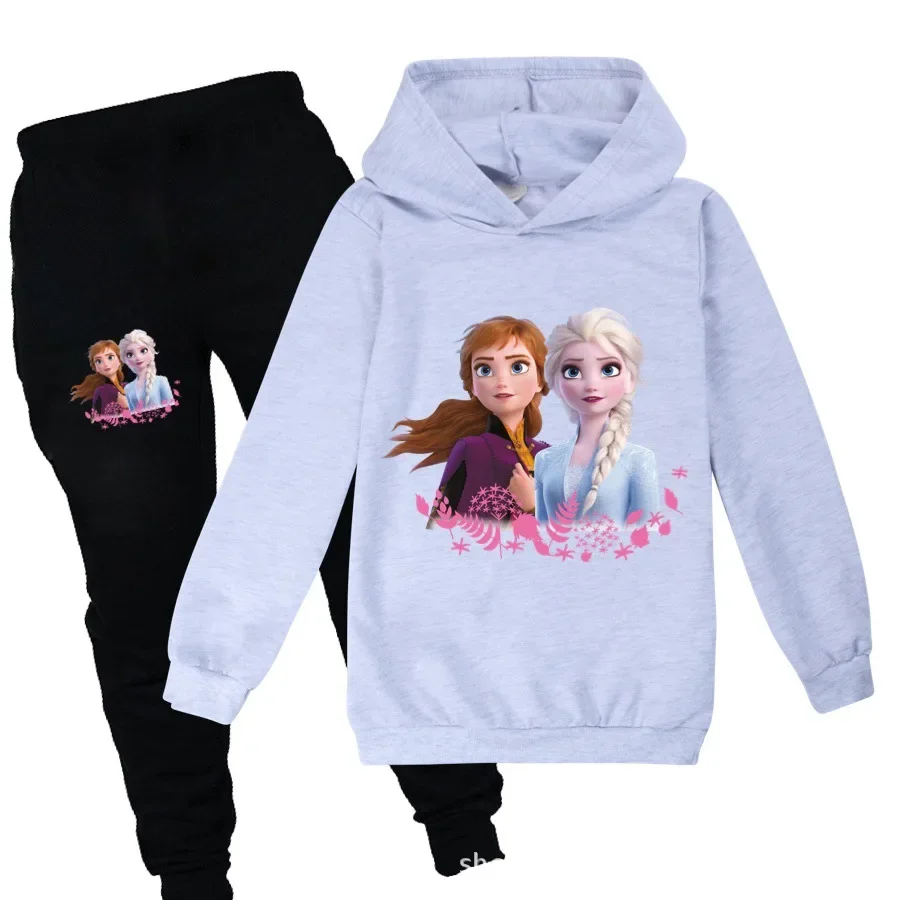 New Fashion Girls Sweatshirt Long Sleeve T Shirt Pants Frozen Anna Elsa Kids Clothing Set Boys Outfits Children Hoodies Suits