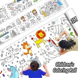 0.9/3M Space Food Animal Canvas Children's Drawing Roll DIY Coloring Paper Roll Color Filling Graffiti Paper-cut Painting School