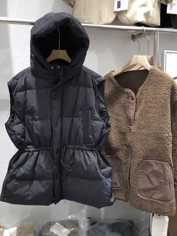 

Women's Cotton Vest Autumn Winter New Sle Loose Faionable Hooded Warm Outerwear Slimming Jaet Cotton 00%