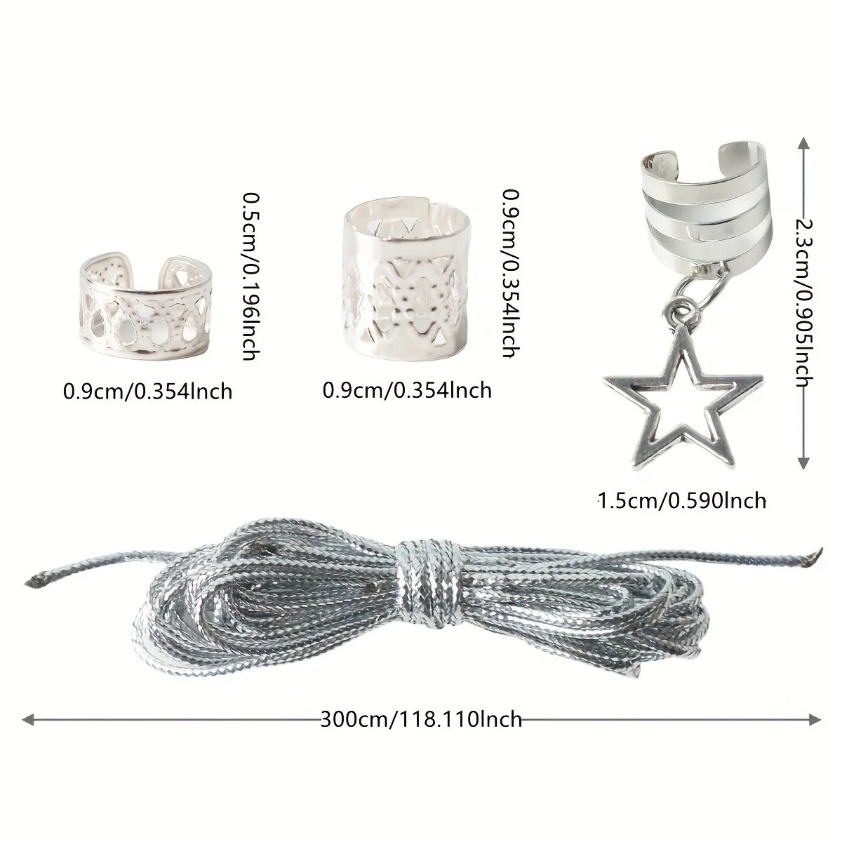 

Premium 36 Count Vintage Alloy Braid Hair Clip Set with Hollow Star Charm for Dreadlock Decoration