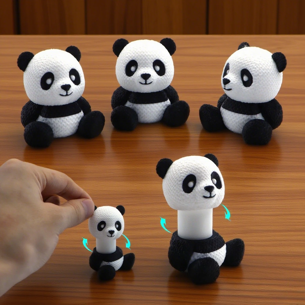 

3D Printed Spiral Panda Funny Telescopic Panda Ornament Fidget toys 3D Printed Toys Home Decor Desktop Ornament for Kids Gift