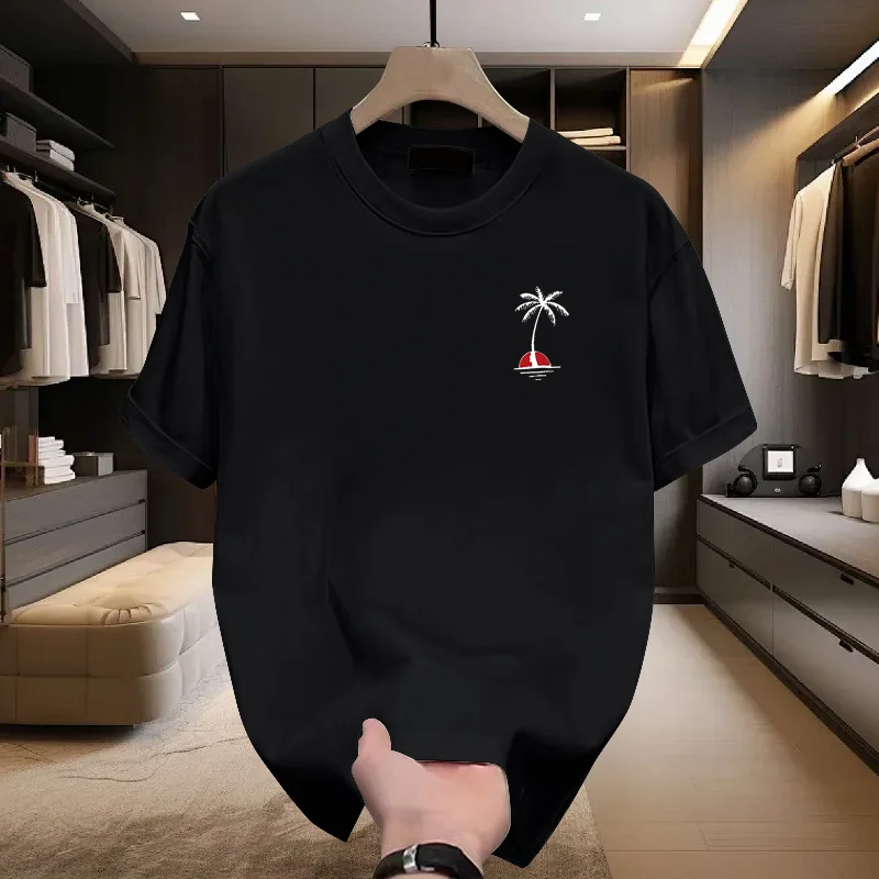 Camiseta de Verano 2026 para Hombre, Estilo Casual, con Estampado de Palmeras, Cuello Redondo, Manga Corta, Estilo Harajuku