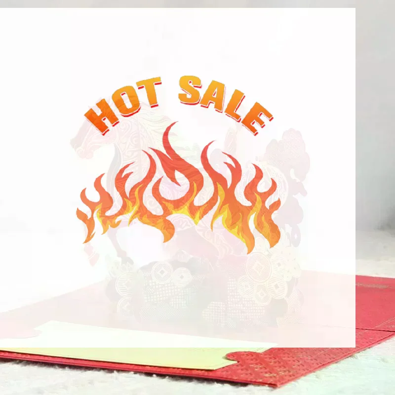 

3D-поздравительная открытка с лунным Новым годом 2026 года с дизайном золотого лошади включает открытку и конверт с символикой удачи и богатства