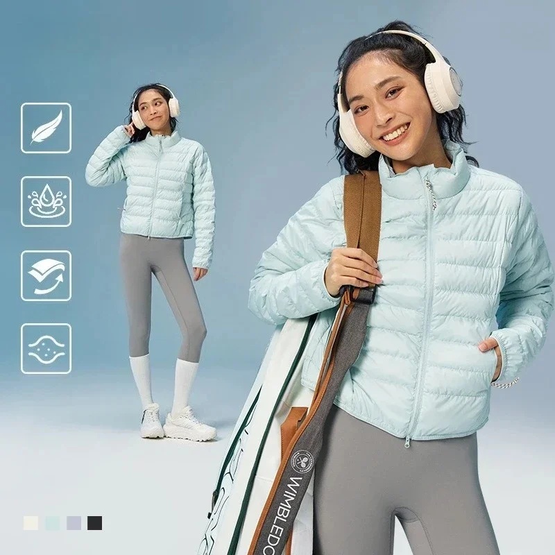 Lightweight 90% White Duck Down Stand-Collar Puffer Jacket - Water-Repellent Thin Quilted Coat for Outdoor Sports & Leisure