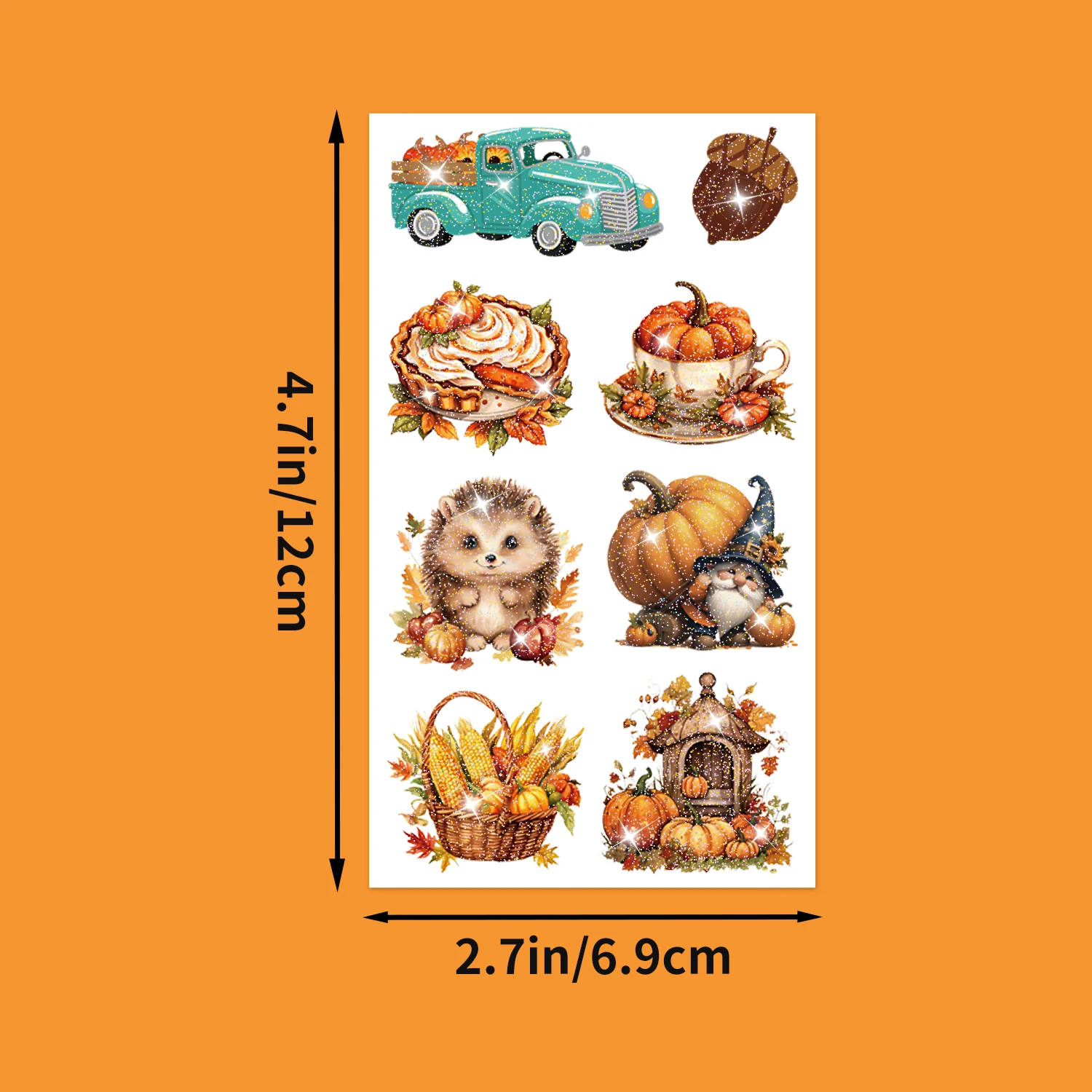 12 ورقة من الوشم المؤقت لعيد الشكر اللامع، وشم خريفي آمن مقاوم للماء، خريف سعيد، أفضل خيار لحقيبة جودي الخريف