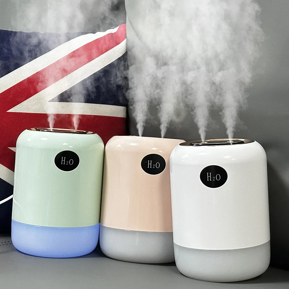 Purificatore d'aria con umidificatore USB a doppio spruzzo di grande capacità da 700ML con lampada a LED per umidificatore d'aria con Aroma a nebbia fredda ad ultrasuoni per la casa