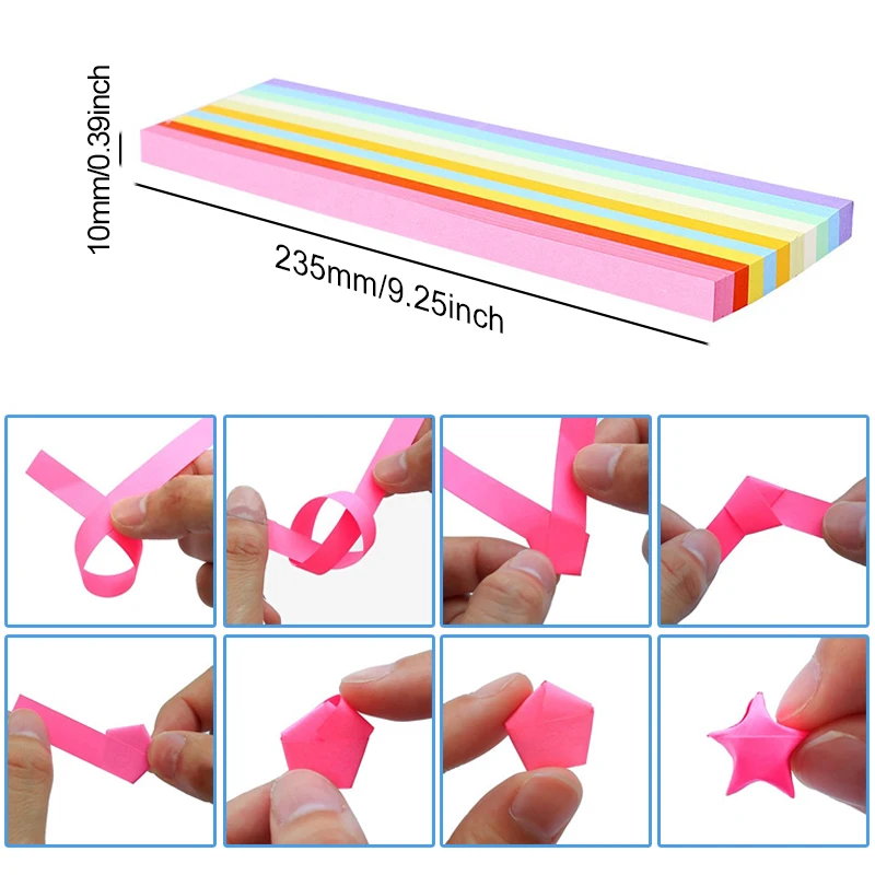 540 Lembar/Paket Kertas Bintang Warna-warni DIY Kertas Origami Lipat Bintang Keberuntungan Berwarna Pelangi Dua Sisi Bergradasi Warna Kerajinan ZYF