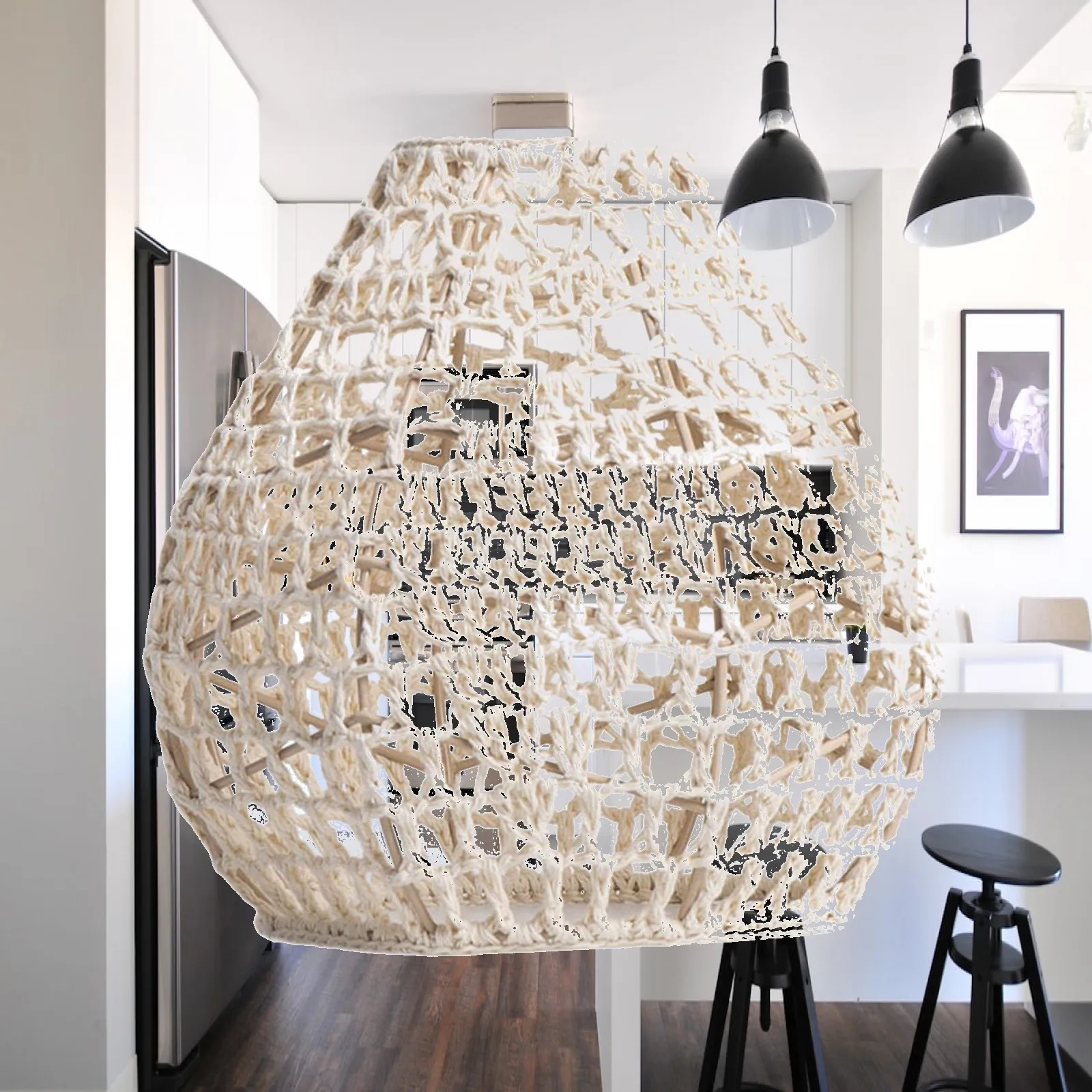 Woven Boho Lampshade Ceiling Lamp Cover Standing Lamp Shade for Modern Bedroom Lighting Decoration