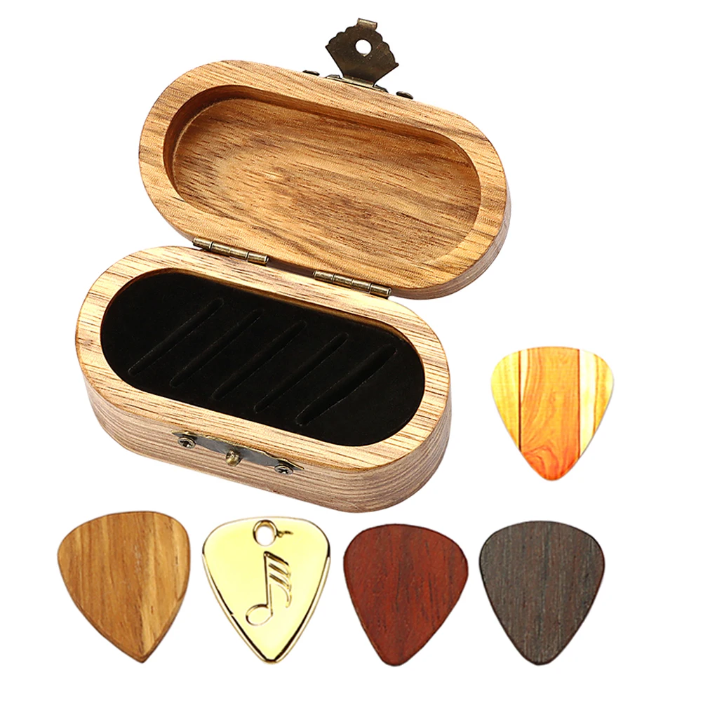 

Guitar Pick Set Bass Holders Case Acoustic Attack Picks Display Collection Electric Wood