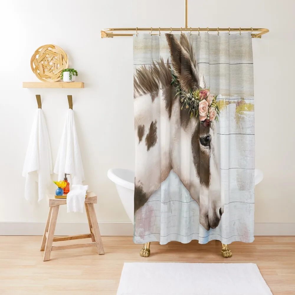 Spotted Flower Donkey Painting Shower Curtain Bathroom Shower Window Elegant Bathroom For Bathrooms Curtain