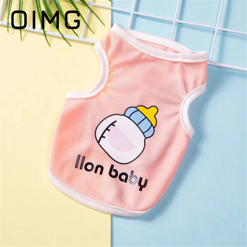 OIMG Valentine's Pet Costume Mesh Breathable Cat Dogs T-Shirt For Small Dogs Teddy Bichon Spitz Cute Cartoon Puppy Vests Clothes